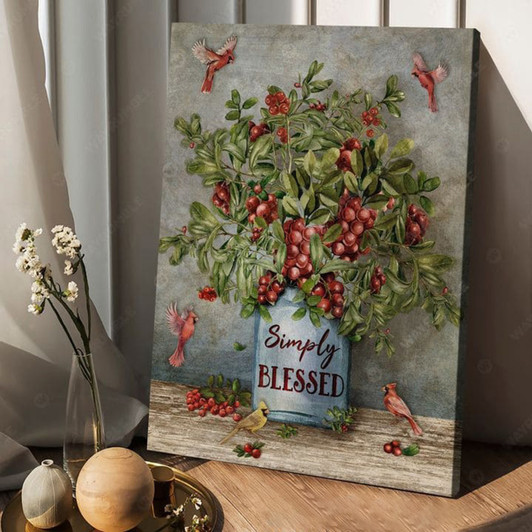 Cardinal Bird, Simply Blessed, Poster Decor Poster and Canvas