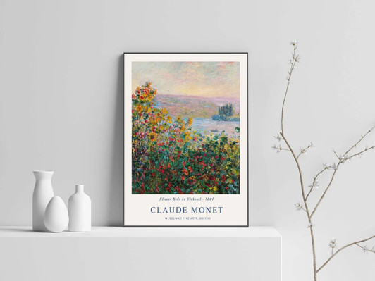 Claude Monet, Flower Beds At Vesthenid 1881, Museum Fine Arts, Boston Poster and Canvas