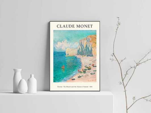 Claude Monet, Etretat The Beach And The Falaise D’Amomt 1885 Poster and Canvas