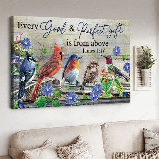 Cardinal Bird, Every Good And Perfect Gift Is From Above Poster and Canvas