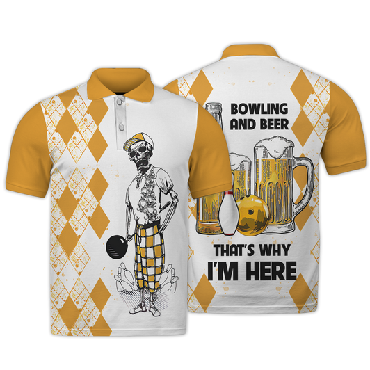 Custom Name Bowling And Beer 3D Polo Shirt Personalized Polo Shirt