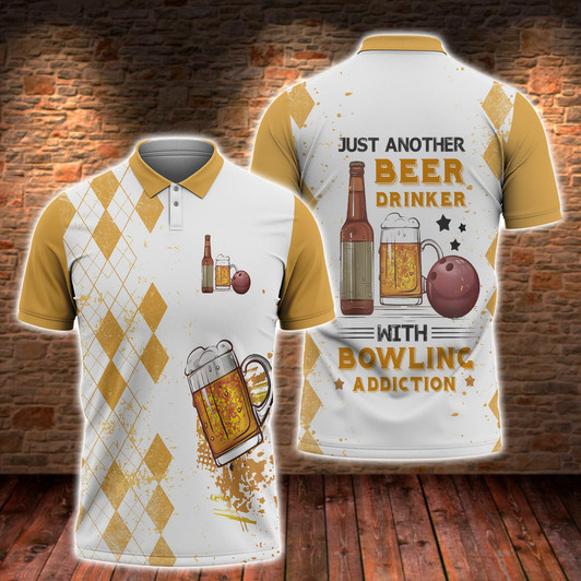 Customized Bowling And Beer 3D Polo Shirt Gifts For Bowling Fans