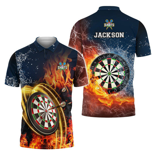 Custom Dart On Fire Personalized Name 3D Polo Shirt Darts Fanclub Polo Shirt