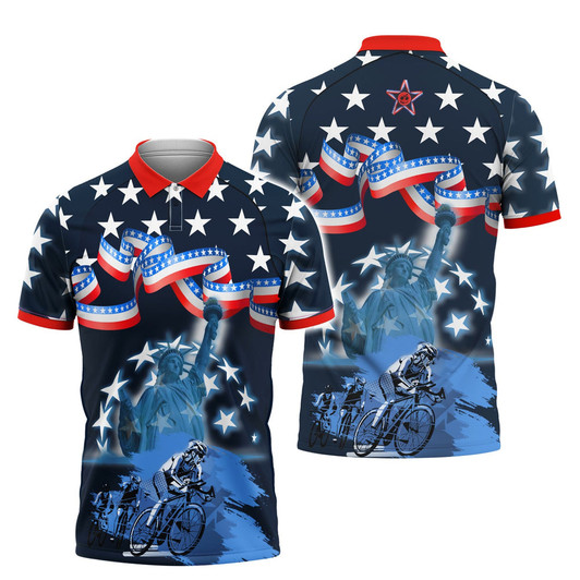 Custom Cycling Polo Shirt For Independence Day Outfit For Cycling