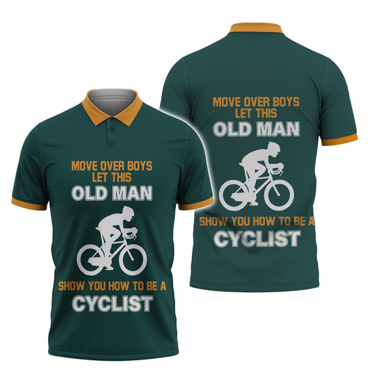 Black Cycling Polo Shirt Old Man Cyclist Premium Polo Shirt