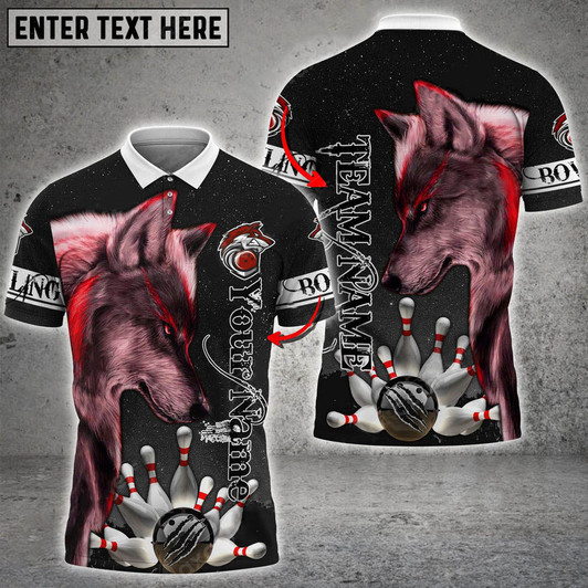 Custom Alpha Wolf Bowling And Pins Multicolor Customized Name 3D Shirt, Gift for Bowler