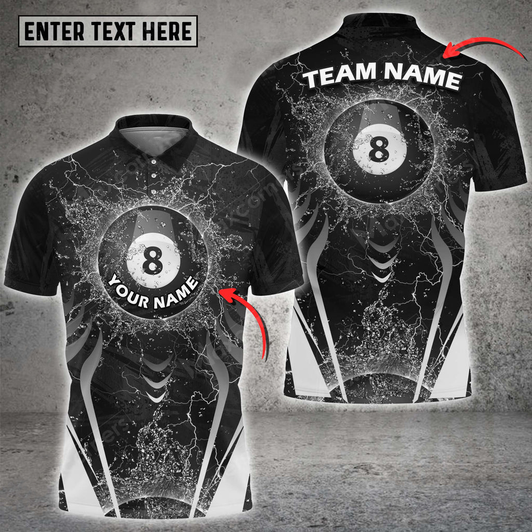 Custom Coolspod Personalized Billiard Black Ball 8 Water and Thunder Player Polo Shirt, Perfect Shirt for Billiard Lovers