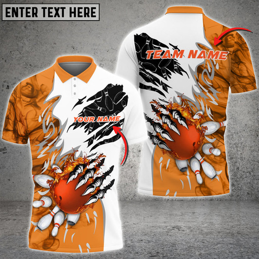 Custom Coolspod Personalized Name Monster Ball and Pins Multicolor 3D Polo Shirt, Gift for Bowling Lovers