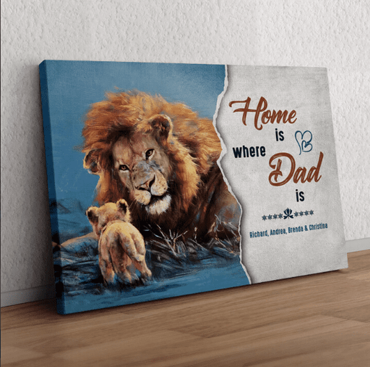 Lion Family, Dad And Son, Home Is Where Dad Is Poster and Canvas