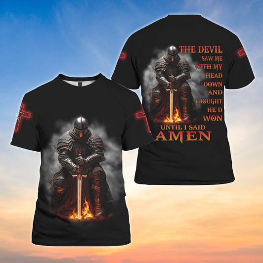 Christian T-Shirts The Devil Saw Me with My Head Down T-Shirt Christian 3D Shirt for Men