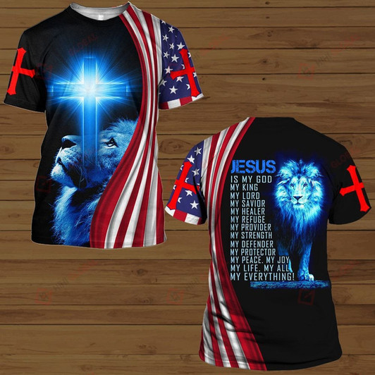 Jesus Christ Jesus Is My Everything Lion Cross All Over Printed Shirts