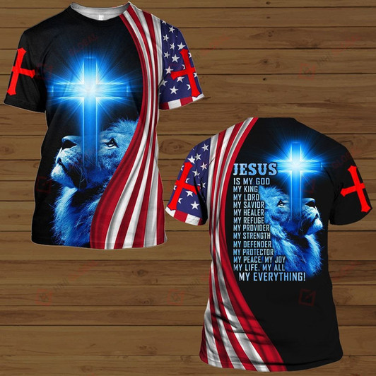Jesus Christ Jesus Is My God My Everything Lion Cross All Over Printed Shirts