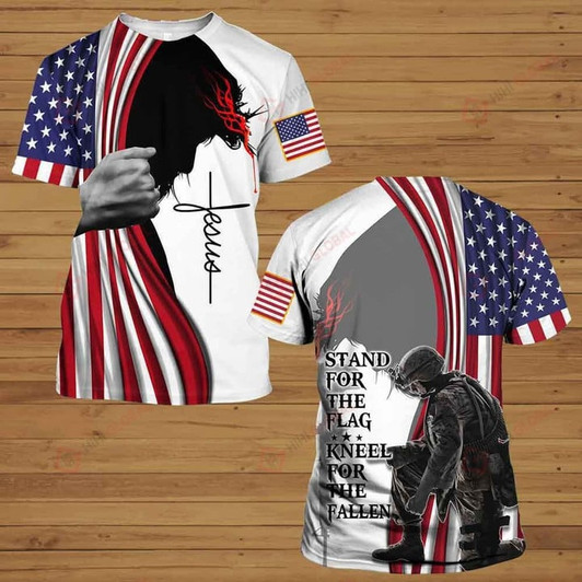 Stand For The Flag Kneel For The Fallen Jesus All Over Printed Shirts