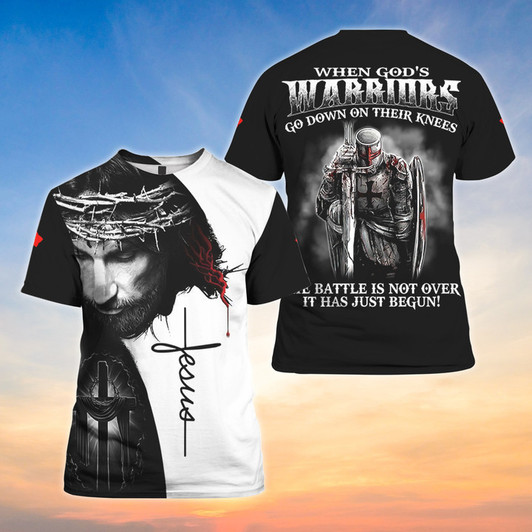When God's Warriors Go Down On Their Knees 3D Shirt Christian 3D Shirt for Men