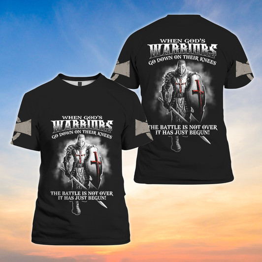 Christian Shirt When God's Warriors Go Down On Their Knees 3D Shirt Christian 3D Shirt for Men