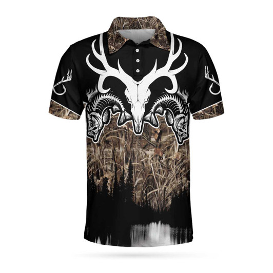 Skull Deer Hunter Hunting Men Polo Shirt, Fishing Solves Most My Problems Hunting Solves The Rest Polo Shirt, Cool Hunting Shirt For Men, Gift For Hunting Lovers