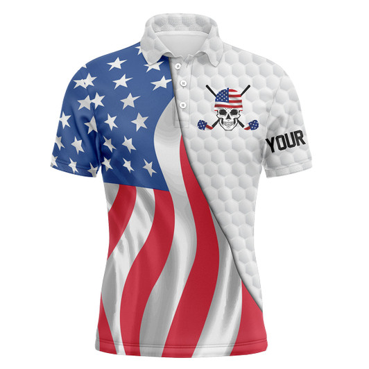 Custom Golf Men Polo Shirt - Custom Name American Flag Apparel - Personalized Gift For Golf Lover, Men, Husband, Team, Boyfriend, Patriotic, 4th Of July