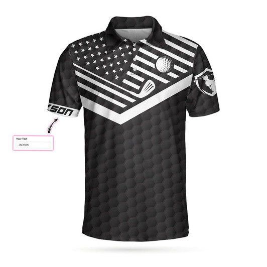 Custom Golfing Instructions Custom Polo Shirt, Personalized Black American Flag Polo Shirt, Cool Golf Shirt For Men Coolspod