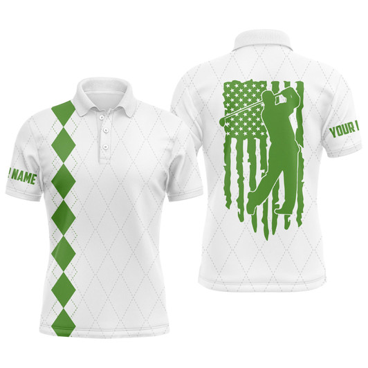 Custom Golf Men Polo Shirt - Swing Swear Drink Repeat Custom Name Camo Pattern Apparel - Personalized Gift For Golf Lover, Team, Husband, Boyfriend, Men