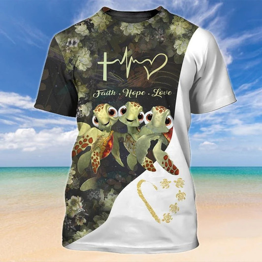 Turtles Faith Hope Love 3D Tshirt, Turtle Shirt, Sea Turtle Tshirt, Gift For Turtle Lovers