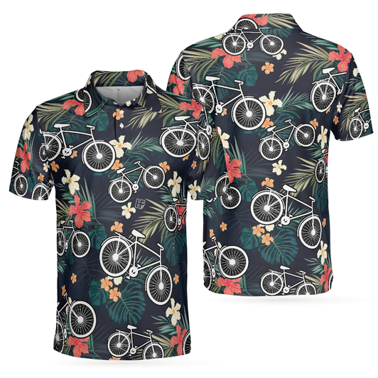 Tropical Bike Polo Shirt, Tropical Cycling Themed Shirt For Bike Lovers, Funny Cycling Shirt Design - Perfect Gift For Men