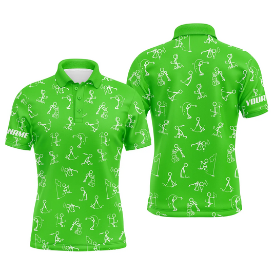 Custom Men golf polo shirts custom name funny golf pattern green polo shirt best mens golf wear