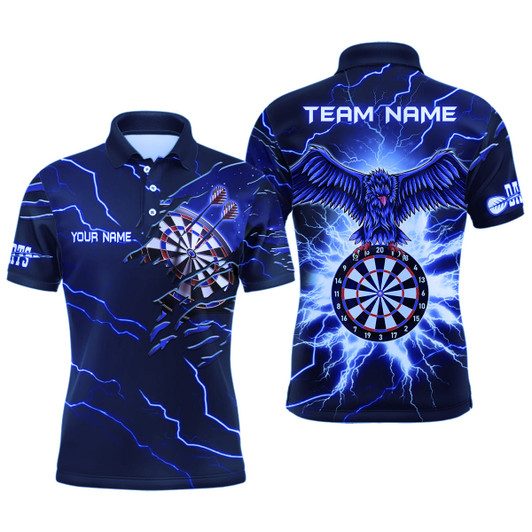 Personalized Thunder Blue Eagle Dart Polo Shirts Custom Dart Shirts For Men Dart Team Shirts