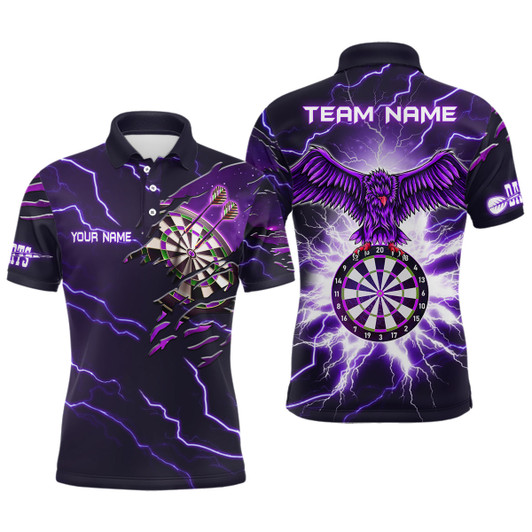 Personalized Thunder Purple Eagle Dart Polo Shirts Custom Dart Shirts For Men Dart Team Shirts