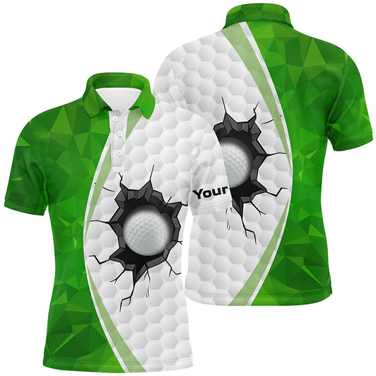 Green white golf ball pattern Mens golf polo shirts custom golf outfits men, green golf tops