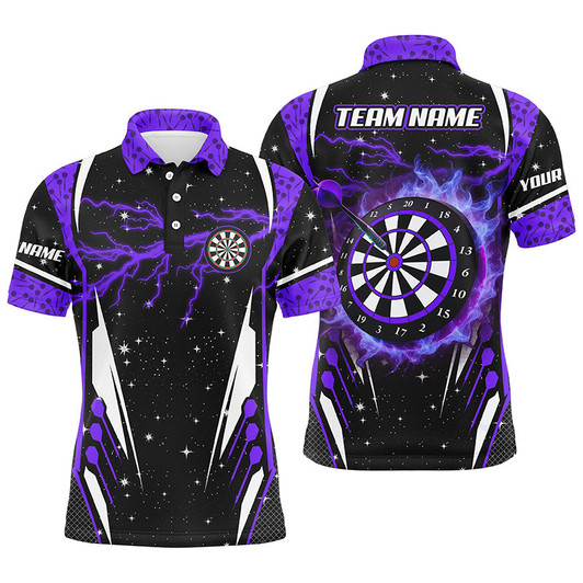Personalized Thunder Lightning Purple Dart Jersey Men Polo Shirts Custom Team League Dart Shirts