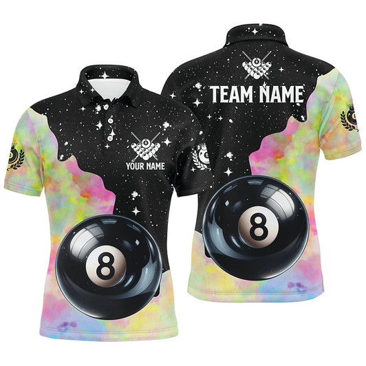 Personalized Colorful 8 Ball Pool Magic Men Billiard Polo Shirts, Team League Billiard Shirts