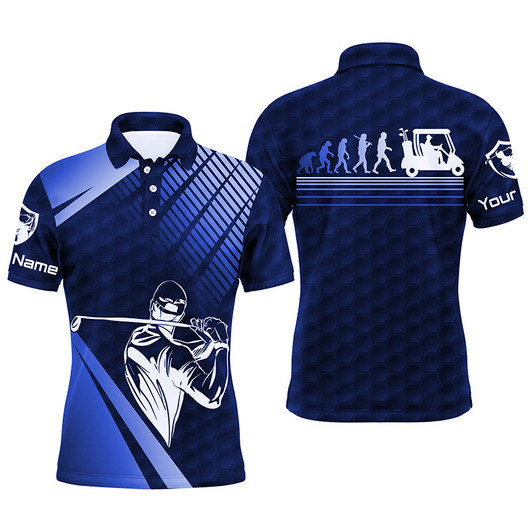 Custom Men golf polo shirts custom name blue golf evolution men golf top, funny golf polo shirts for mens