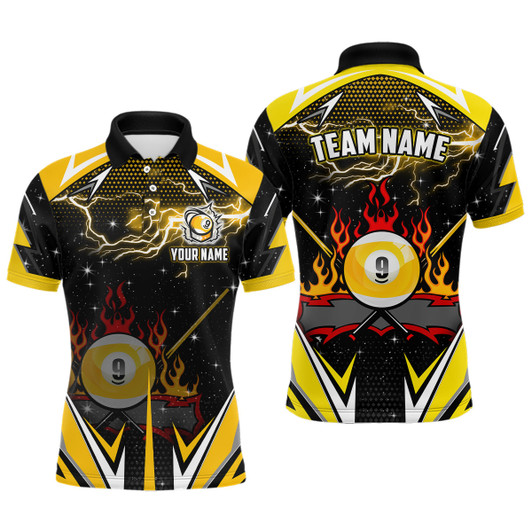 Custom 9 Ball Pool Billiard Jerseys For Men Custom Billiard Polo Shirts Team League Billiard Shirts