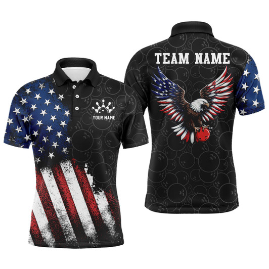 Custom American Bowling Polo Shirt for Men Custom Bowling Team Jersey Bowling Shirt