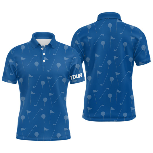 Custom Mens golf polo shirt custom blue golf pattern polos shirt for men, personalized golf gifts
