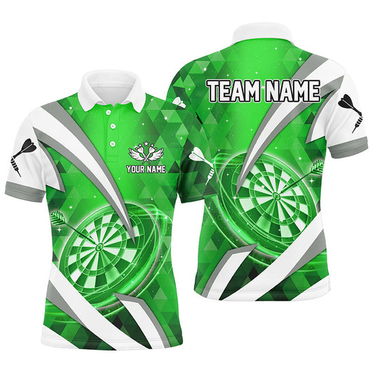 Personalized Green Jerseys Darts Board 3D Men Darts Polo Shirts Custom Team League Darts Shirts