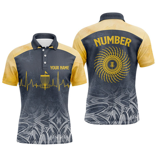 Custom Heartbeat Mens Golf Polo Shirts, Custom Golf Shirts Disc Golf Shirts For Mens, Best Golf Gifts