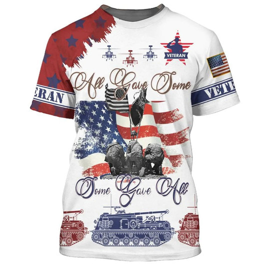 All Gave Some, Some Gave Patriotic 3D T Shirt, 3D Full Print Veteran Hoodie, Patriotic Hawaiian Summer Shirt