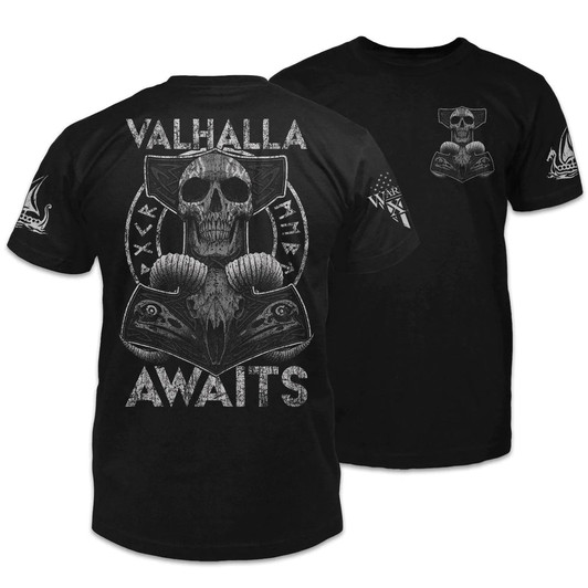 Valhalla Awaits Shirt, Valhalla Skull T Shirts