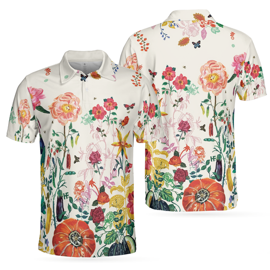 Tropical Floral Summer Polo Shirt, Floral Print Tropical Polo Shirt For Summer, Best Summer Vibe Shirt - Perfect Gift For Men