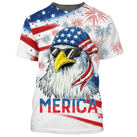 3D All Over Printed Independence Day Shirt, Happy American Eagle 4Th Of July Hoodie Aloha Beach Shirt, Hawaii Usa Shirt