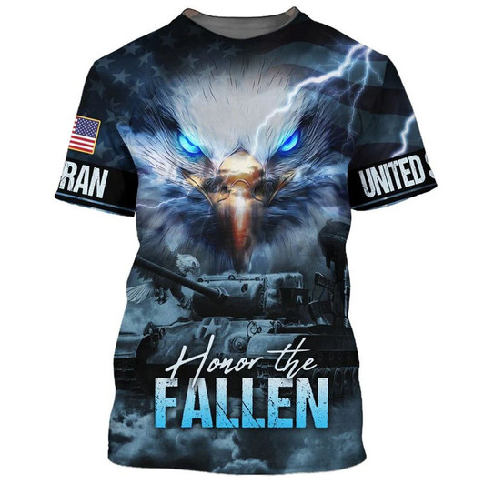 3D All Over Print Veteran Hawaiian Shirt, Eagle Veteran Shirts, Honor The Fallen 3D Hoodie, Gift For Veteran