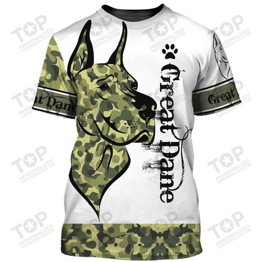 Great Dane dog Camo T-Shirt, Great Dane T-Shirt, Dog T-Shirt