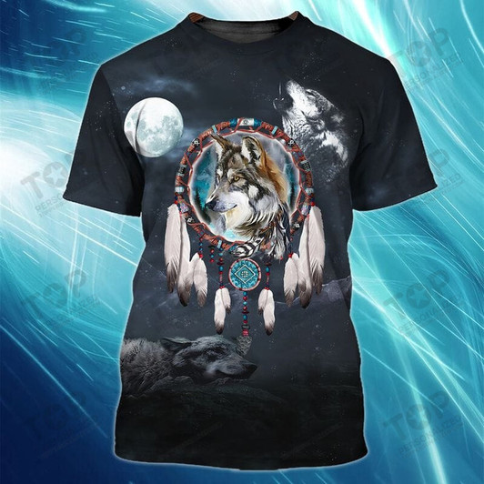 Native American Wolf - 3d Full Print