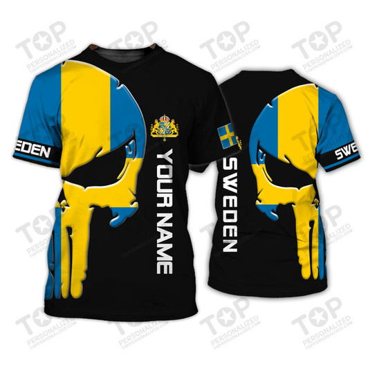 Custom Sweden 3D All Over Print   Personalized Name 3D Tshirt