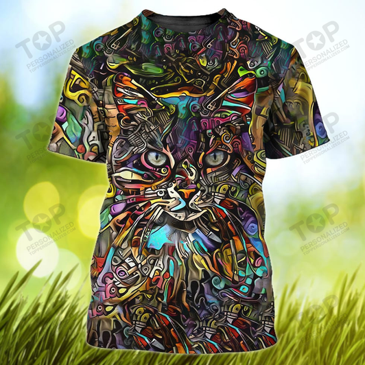 Cat Art Many Color 3D All Over Print  Tshirt