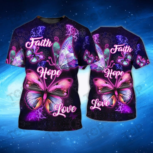 Butterfly Faith Hope Love 3D All Over Print  Tshirt