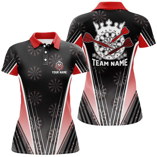 Custom Personalized Black Red Darts Polo Shirt Custom Dart Team Shirt For Women Darts Jersey