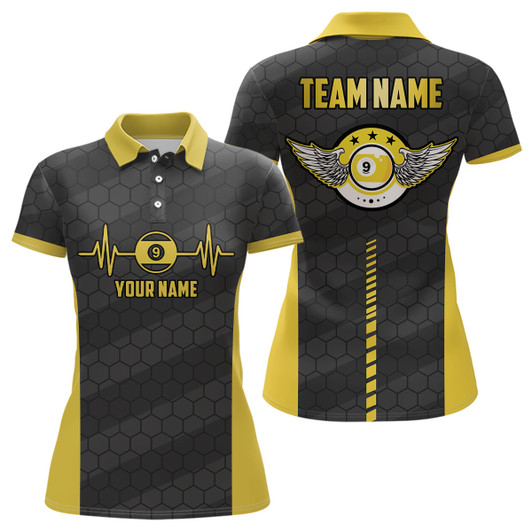 Custom Personalized Funny 3D 9 Ball Pool Billiards Polo Shirts For Women, Custom 9 Ball Team Shirts