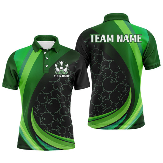 Custom Lucky Bowling Shirt for Men St. Patrick Day Bowling Shirt Custom Green Polo Team Shirt